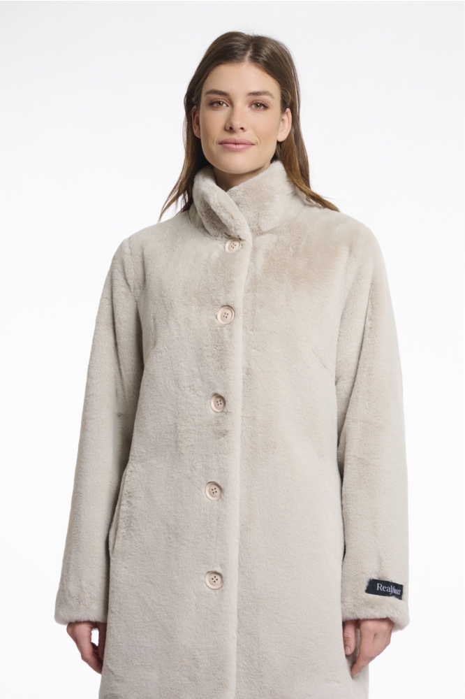 SINGLE BREASTED FAKE FUR COAT NONNA 7002511 9030 birch